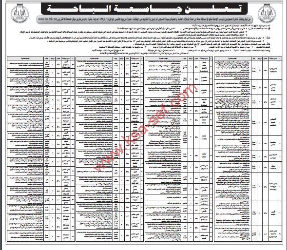 تعلن جامعة الباحة عن 67 وظيفة شاغرة للسعوديين ملتقى السعودية